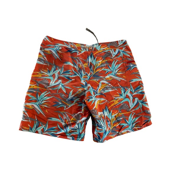 PATAGONIA Sz 34 Mens Orange AOP WAVEFARER BOARD SHORT 8" Swim Trunks - Picture 6 of 7